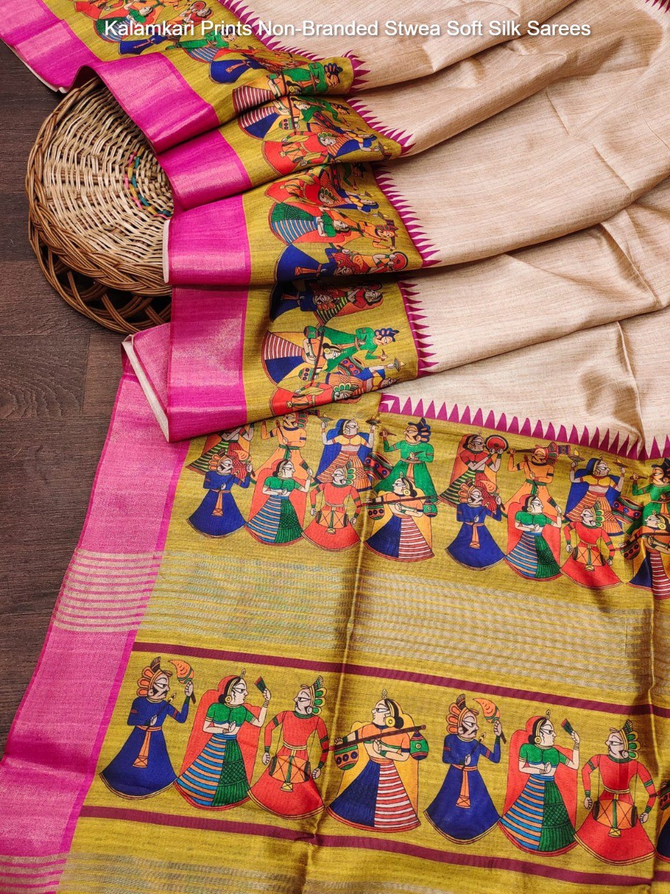 Kalamkari Prints Non-Branded Stwea Soft Silk Sarees
