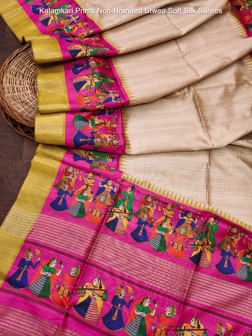 Kalamkari Prints Non-Branded Stwea Soft Silk Sarees