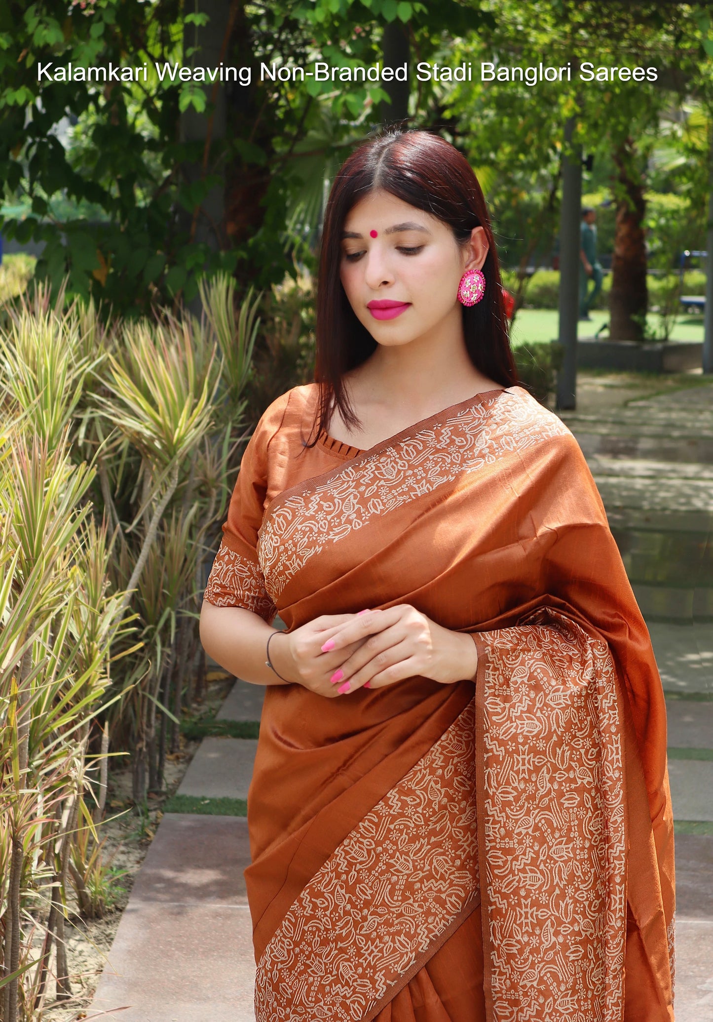 Kalamkari Weaving Non-Branded Stadi Banglori Sarees