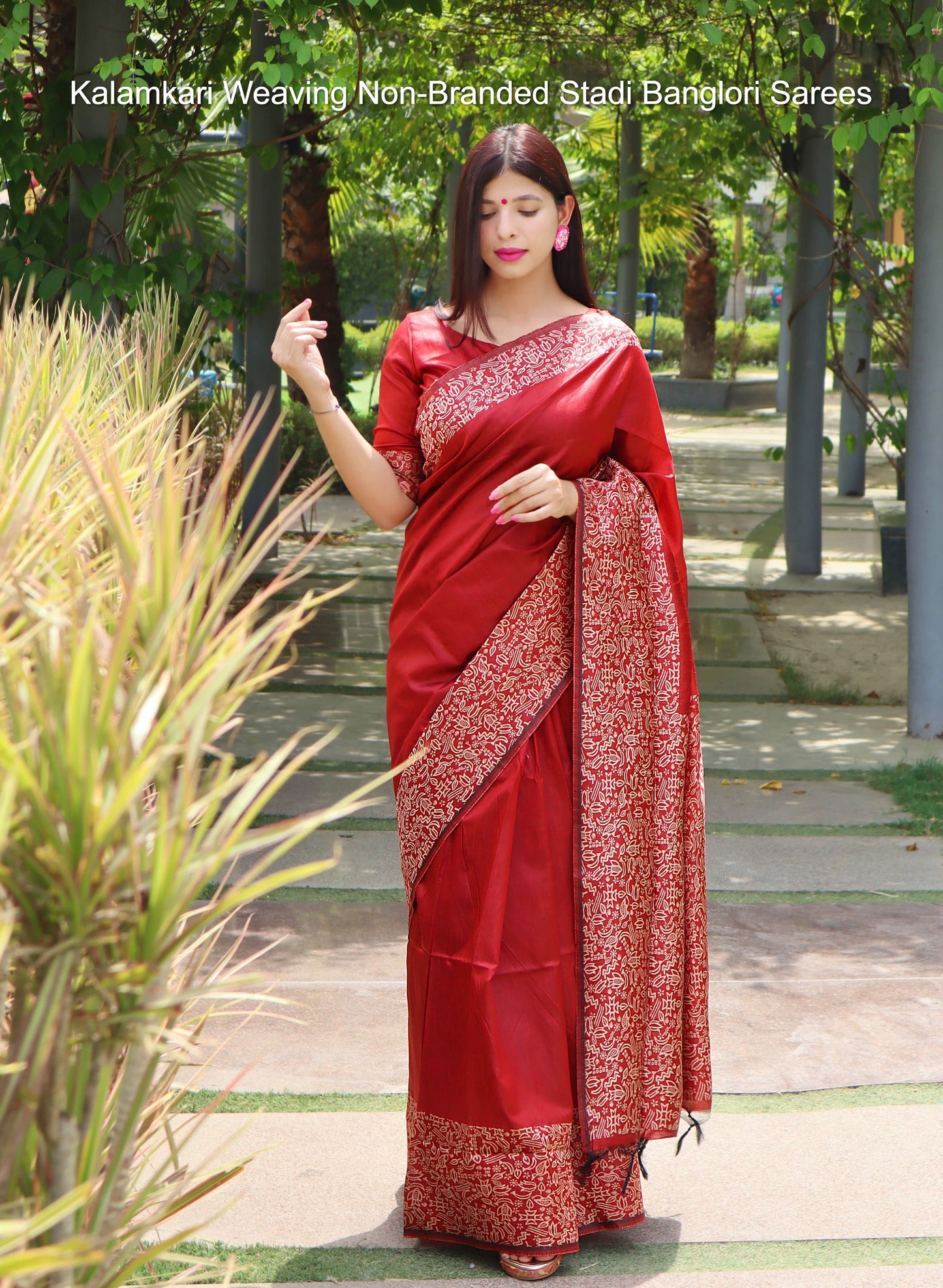 Kalamkari Weaving Non-Branded Stadi Banglori Sarees