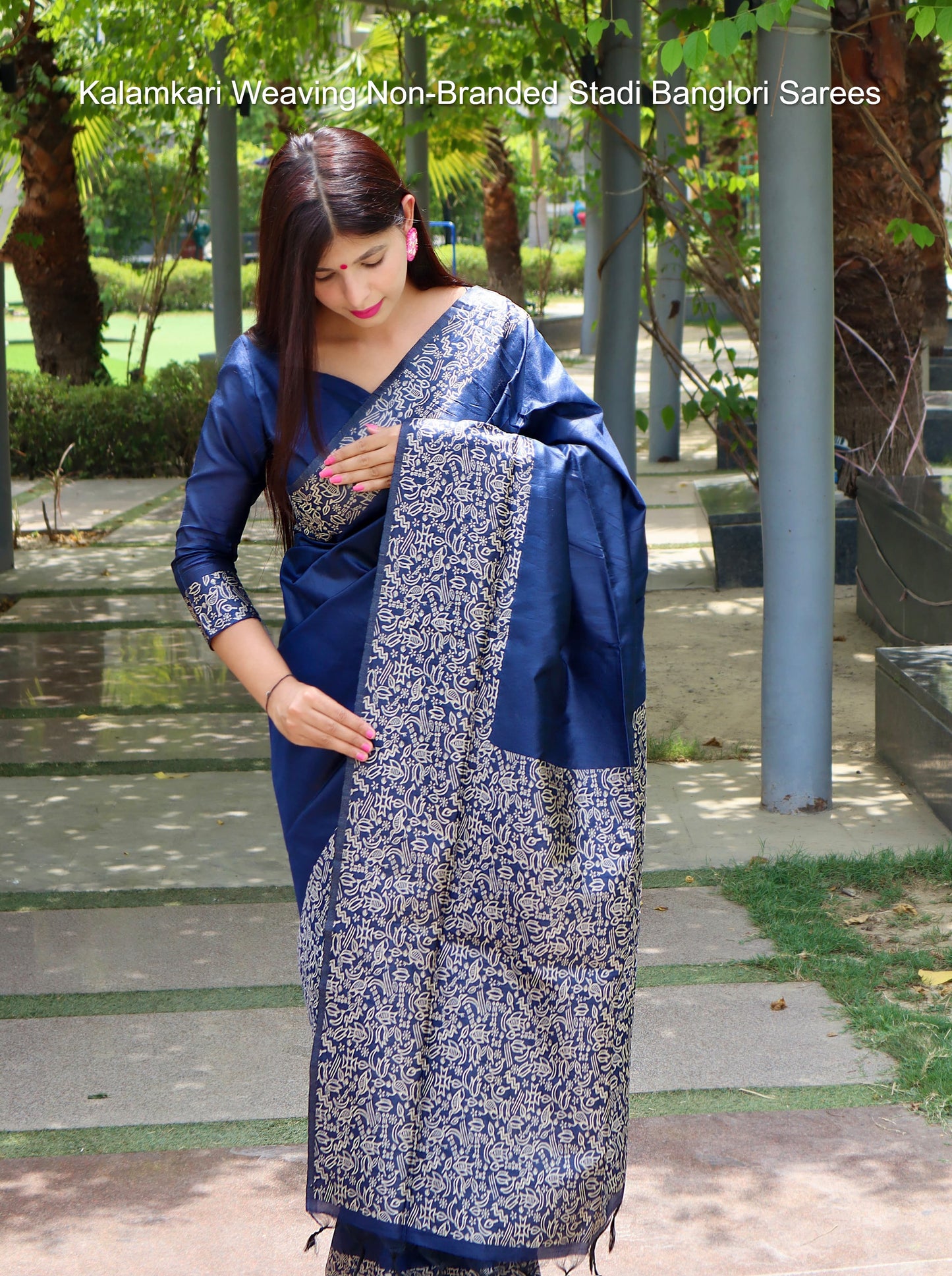 Kalamkari Weaving Non-Branded Stadi Banglori Sarees