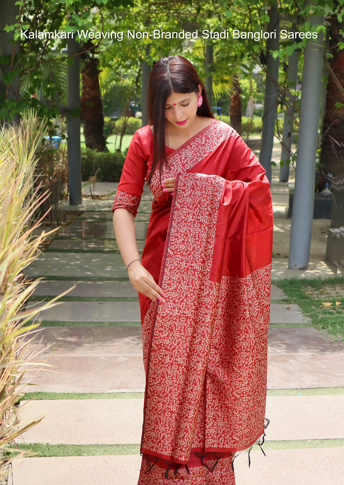 Kalamkari Weaving Non-Branded Stadi Banglori Sarees