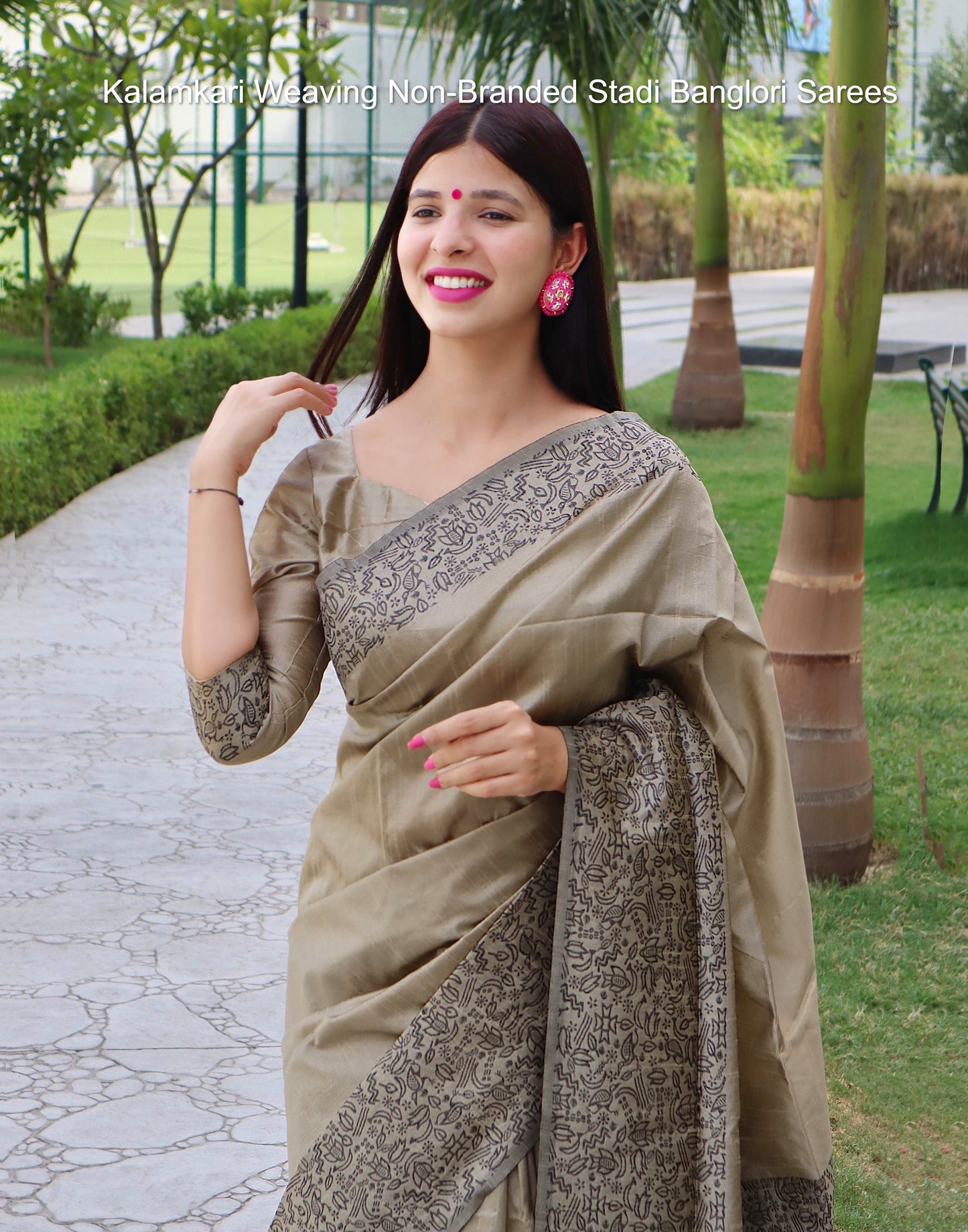 Kalamkari Weaving Non-Branded Stadi Banglori Sarees