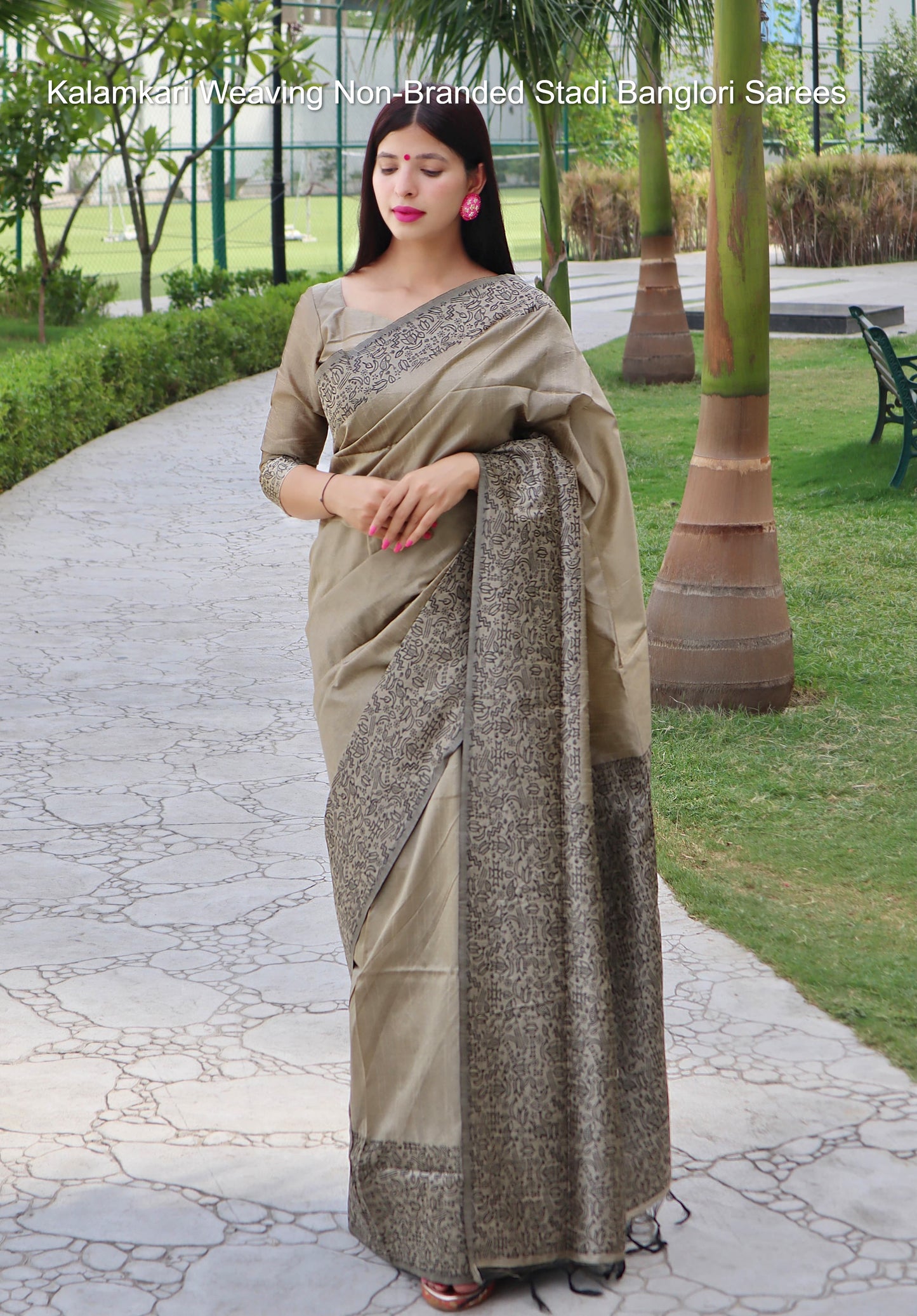 Kalamkari Weaving Non-Branded Stadi Banglori Sarees