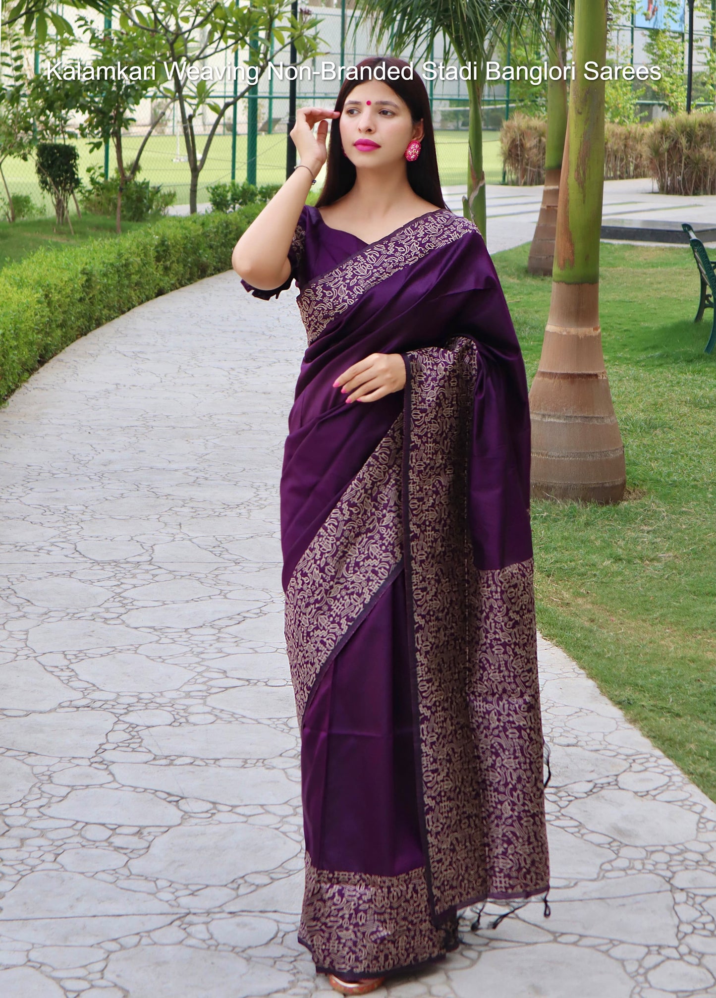 Kalamkari Weaving Non-Branded Stadi Banglori Sarees