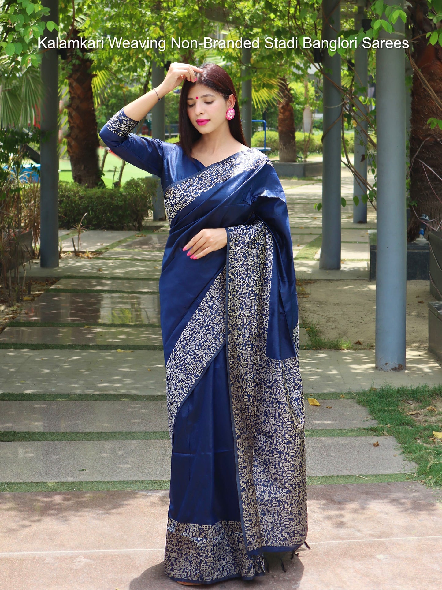 Kalamkari Weaving Non-Branded Stadi Banglori Sarees