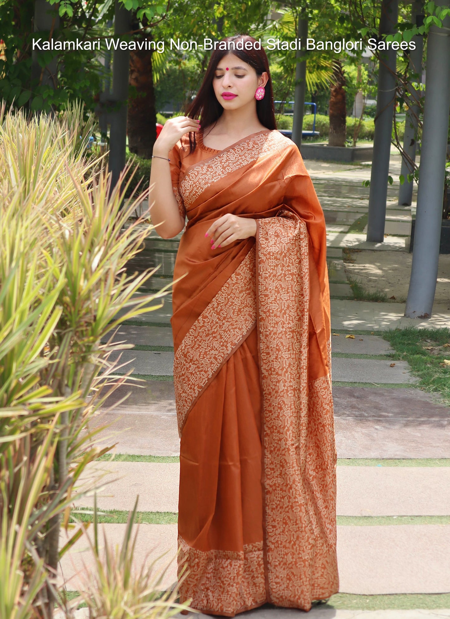 Kalamkari Weaving Non-Branded Stadi Banglori Sarees