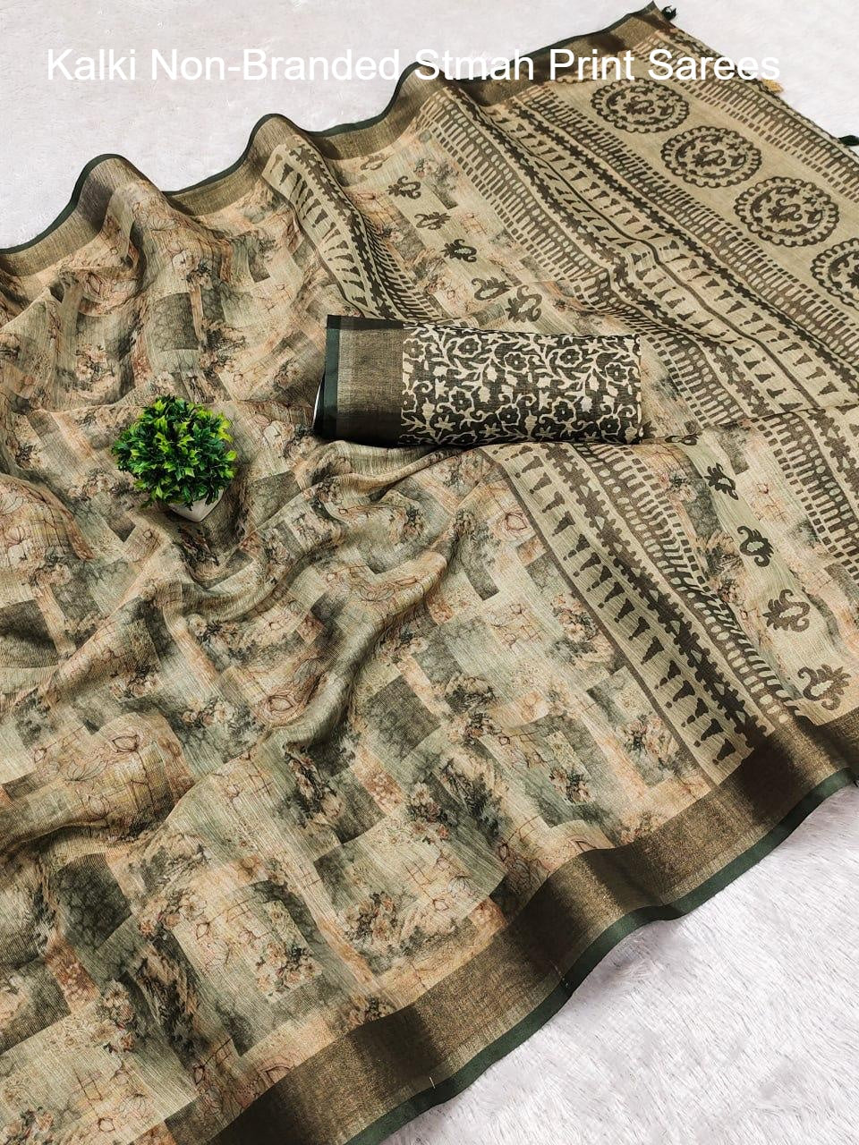 Kalki Non-Branded Stmah Print Sarees