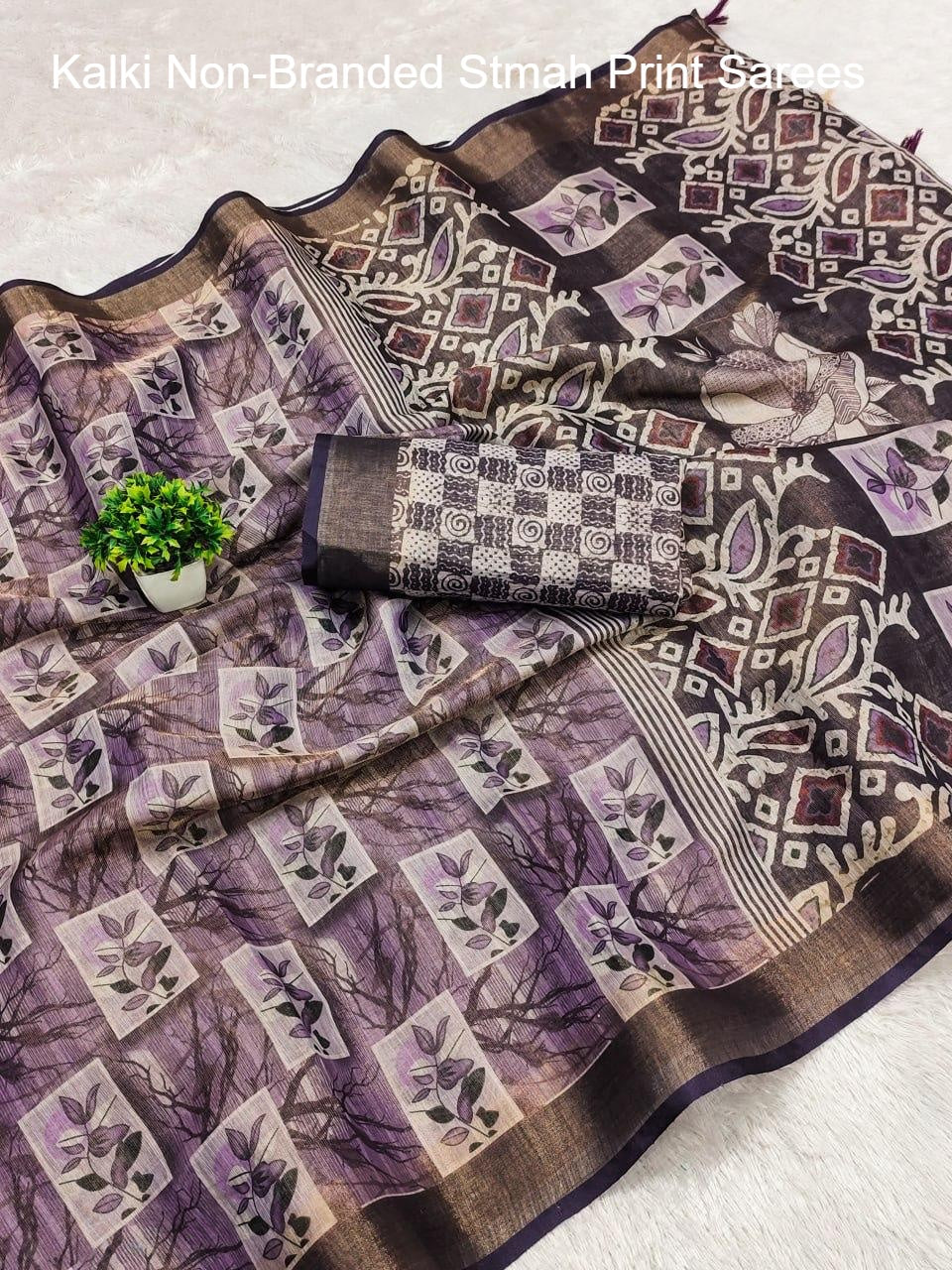 Kalki Non-Branded Stmah Print Sarees