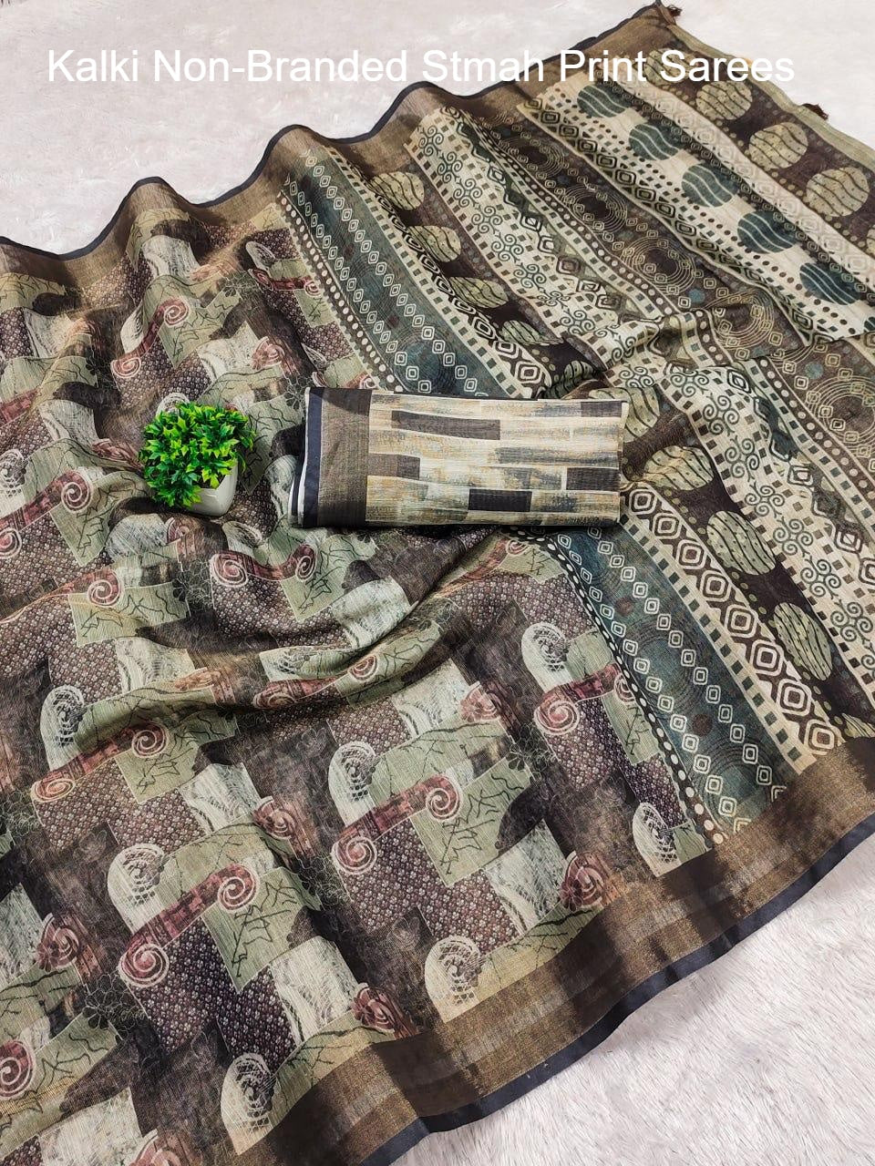 Kalki Non-Branded Stmah Print Sarees
