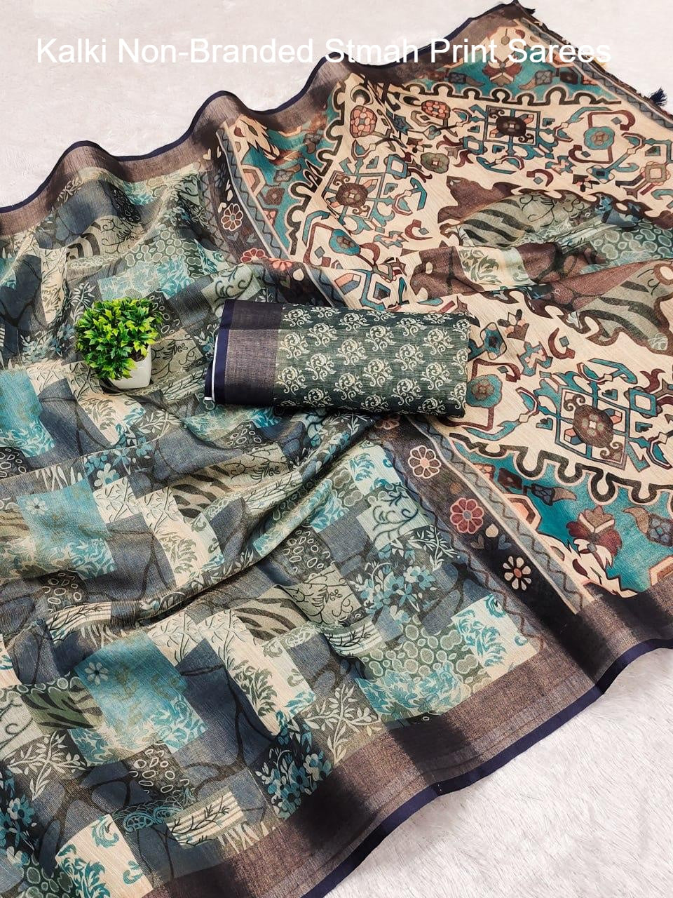 Kalki Non-Branded Stmah Print Sarees