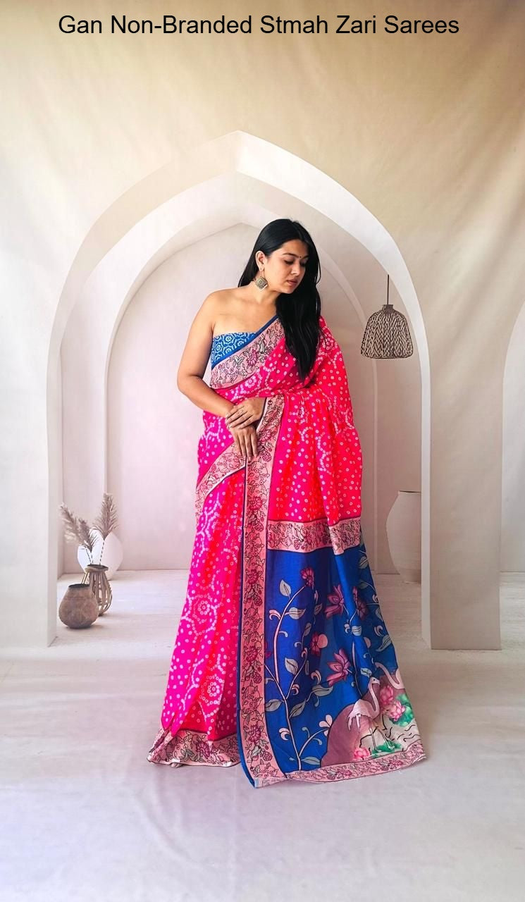 Kalmkari Pink Sky Blue Peach Beige Non-Branded Stmah Digital Prints Sarees