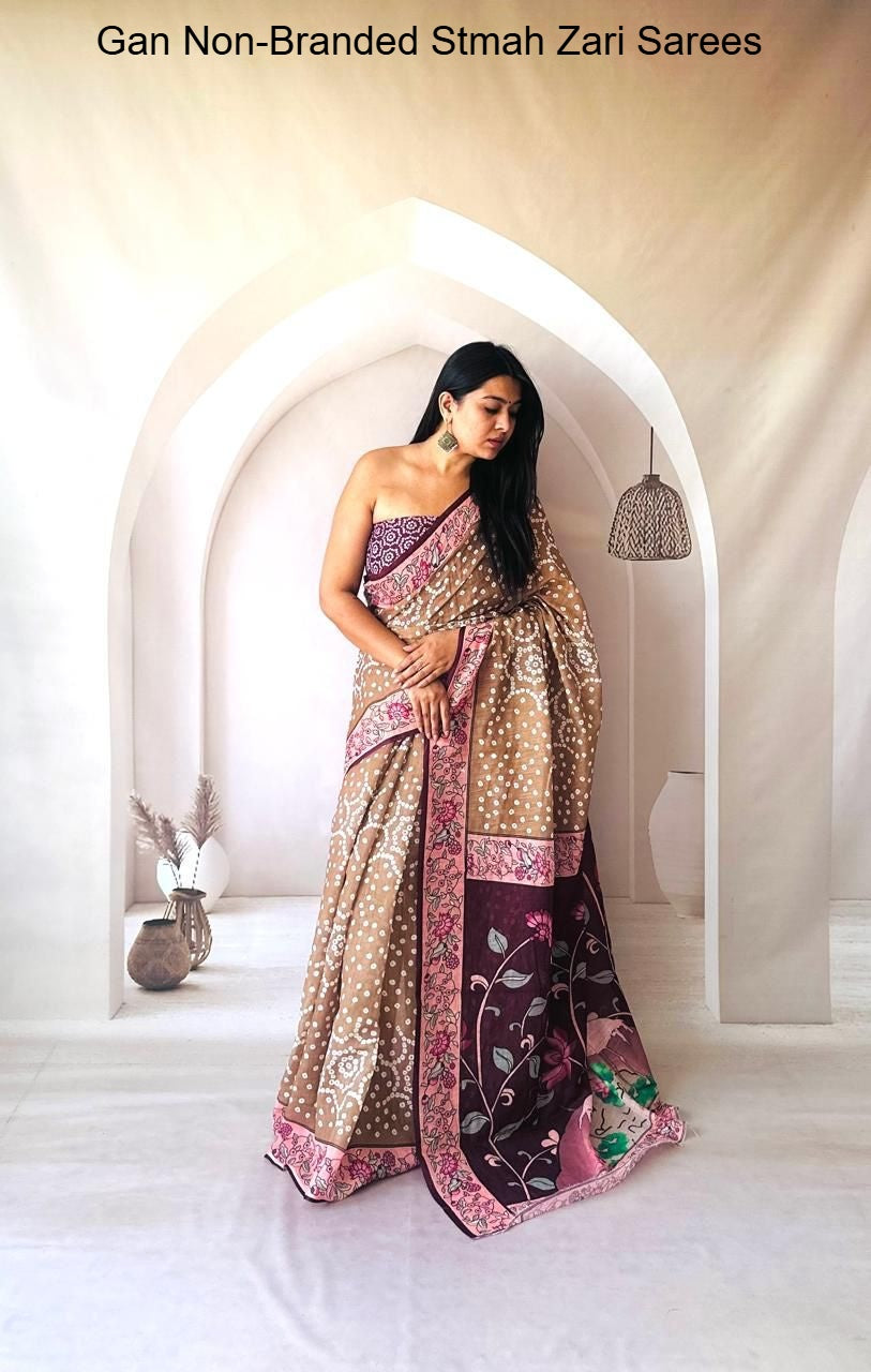 Kalmkari Pink Sky Blue Peach Beige Non-Branded Stmah Digital Prints Sarees