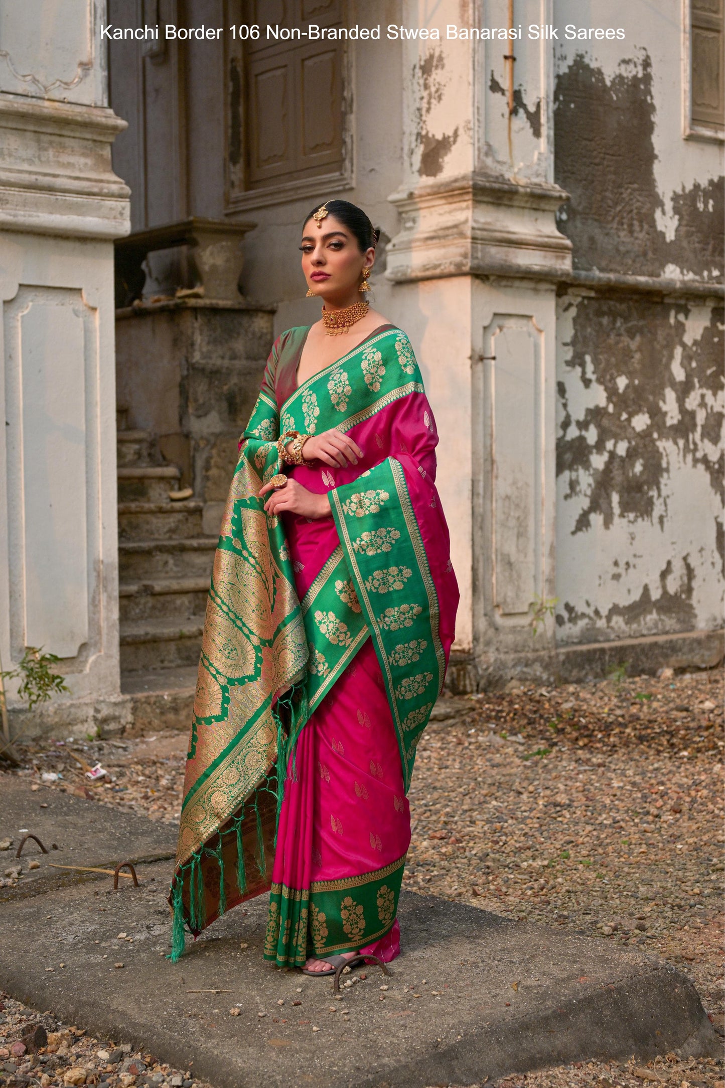 Kanchi Border 106 Non-Branded Stwea Banarasi Silk Sarees