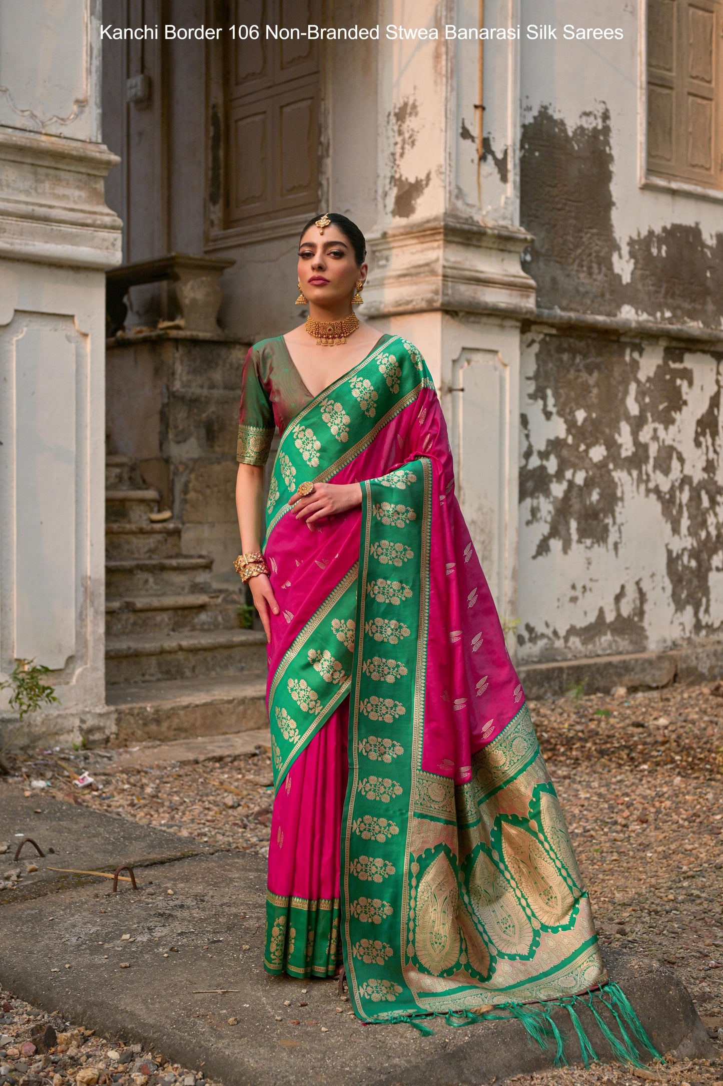 Kanchi Border 106 Non-Branded Stwea Banarasi Silk Sarees