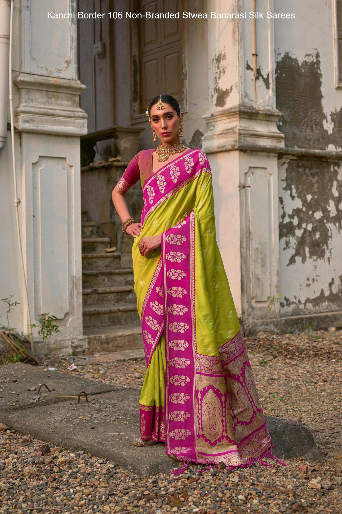 Kanchi Border 106 Non-Branded Stwea Banarasi Silk Sarees