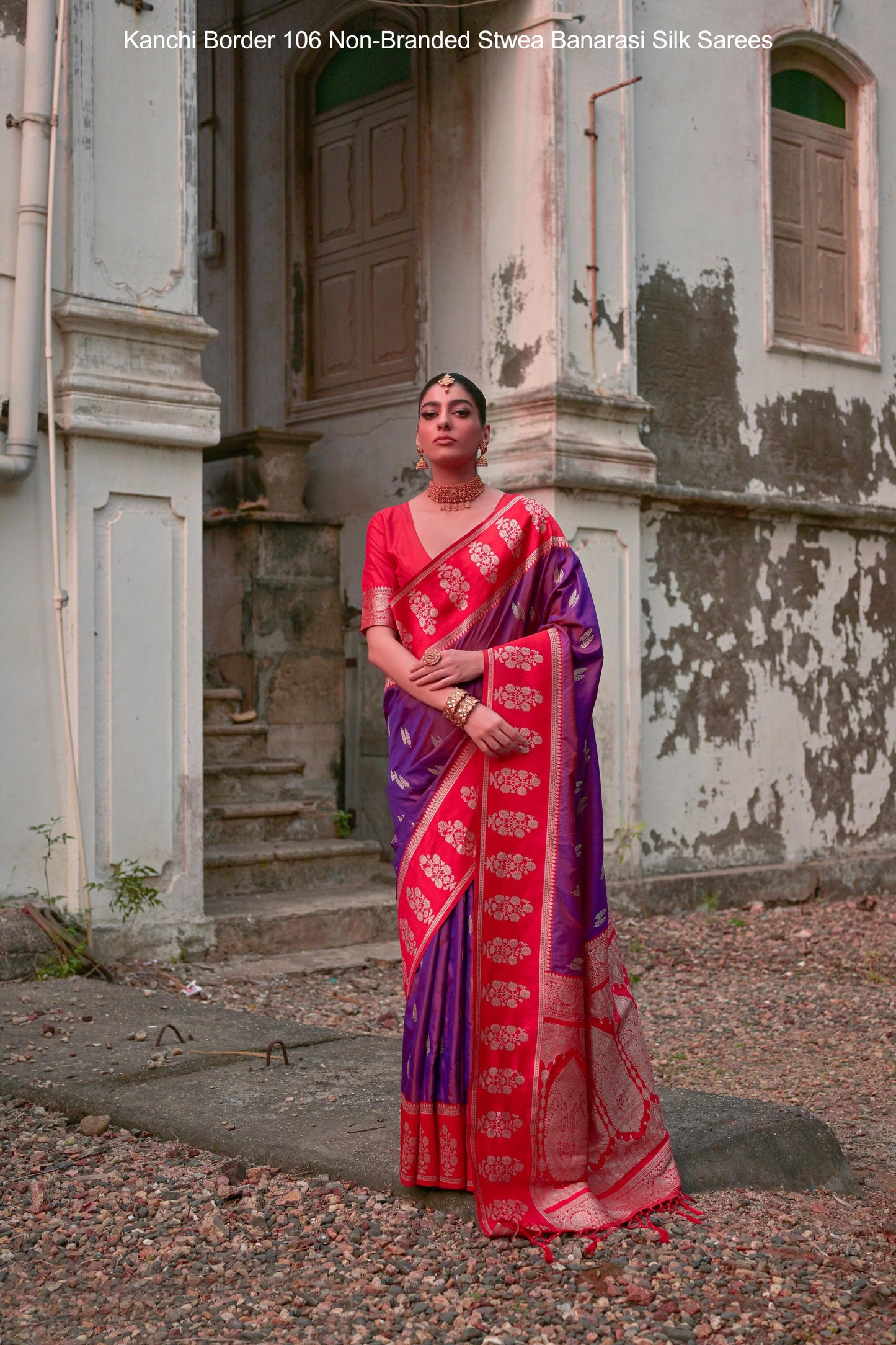 Kanchi Border 106 Non-Branded Stwea Banarasi Silk Sarees