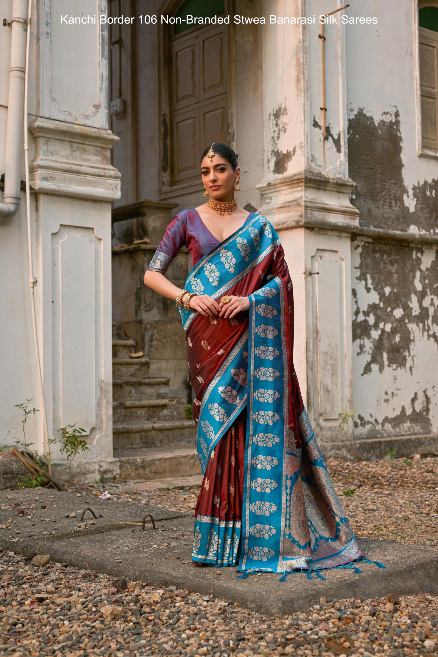 Kanchi Border 106 Non-Branded Stwea Banarasi Silk Sarees