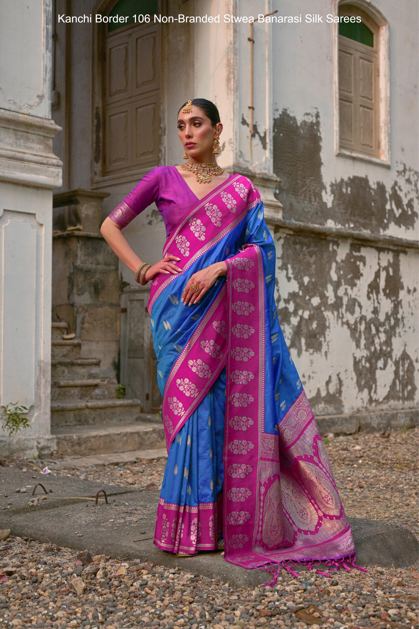 Kanchi Border 106 Non-Branded Stwea Banarasi Silk Sarees