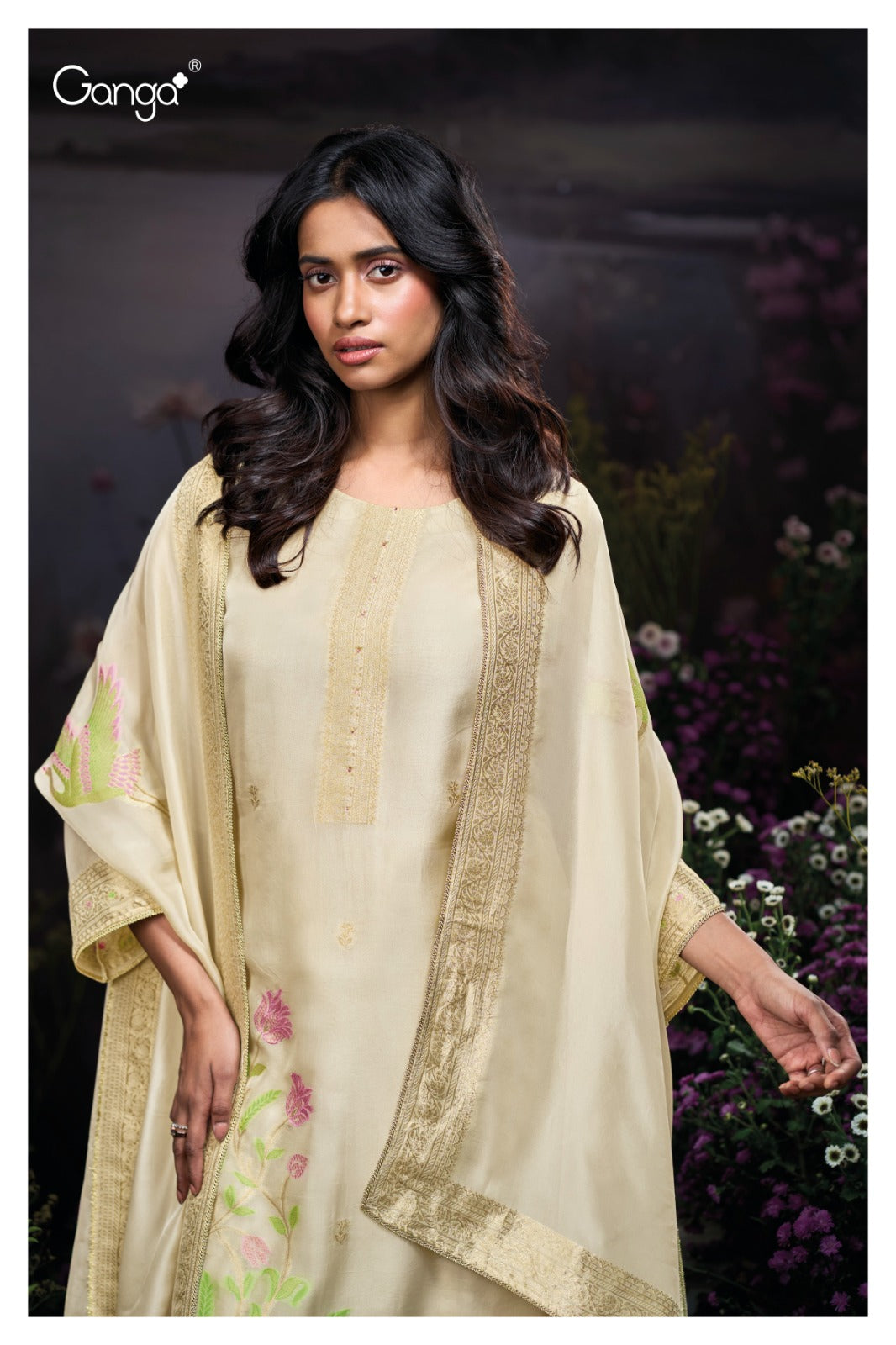 Kaneeza S4050 Ganga Organza Silk Unstitched Suits