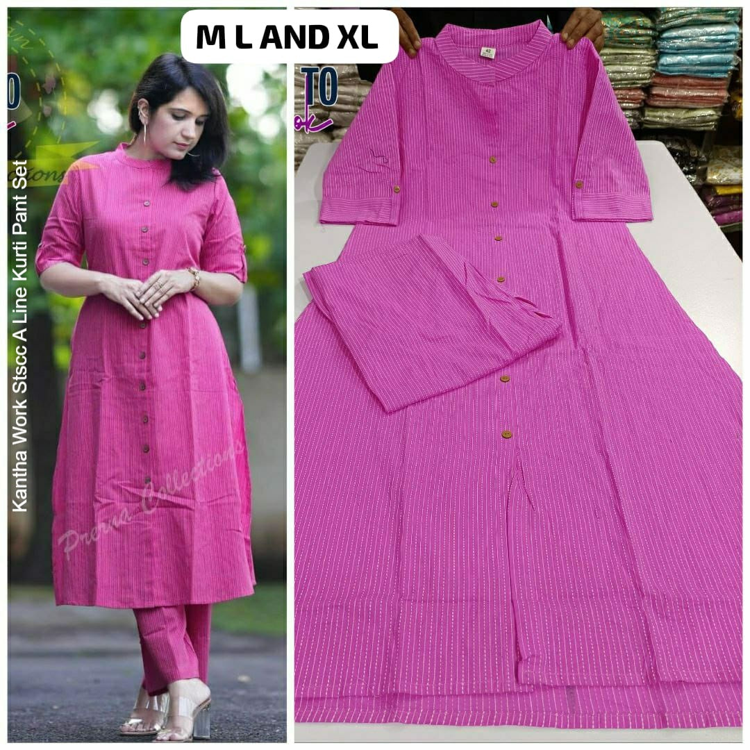 Kantha Work Stscc A Line Kurti Pant Set