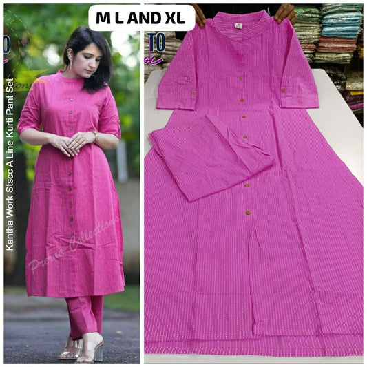 Kantha Work Stscc A Line Kurti Pant Set