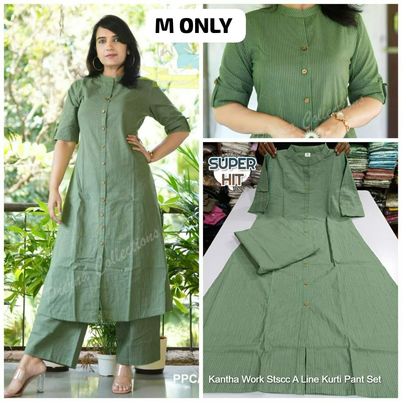 Kantha Work Stscc A Line Kurti Pant Set