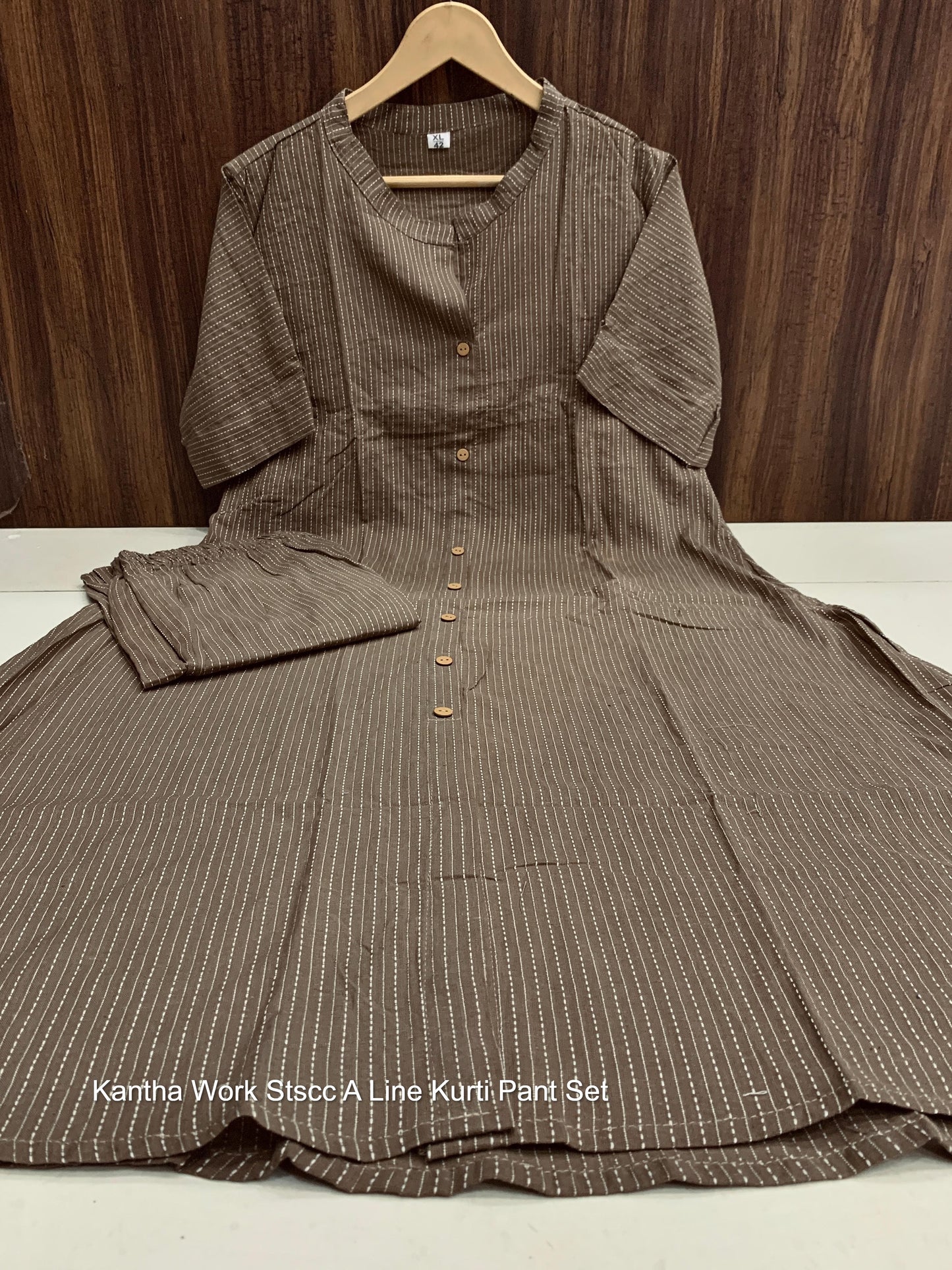 Kantha Work Stscc A Line Kurti Pant Set