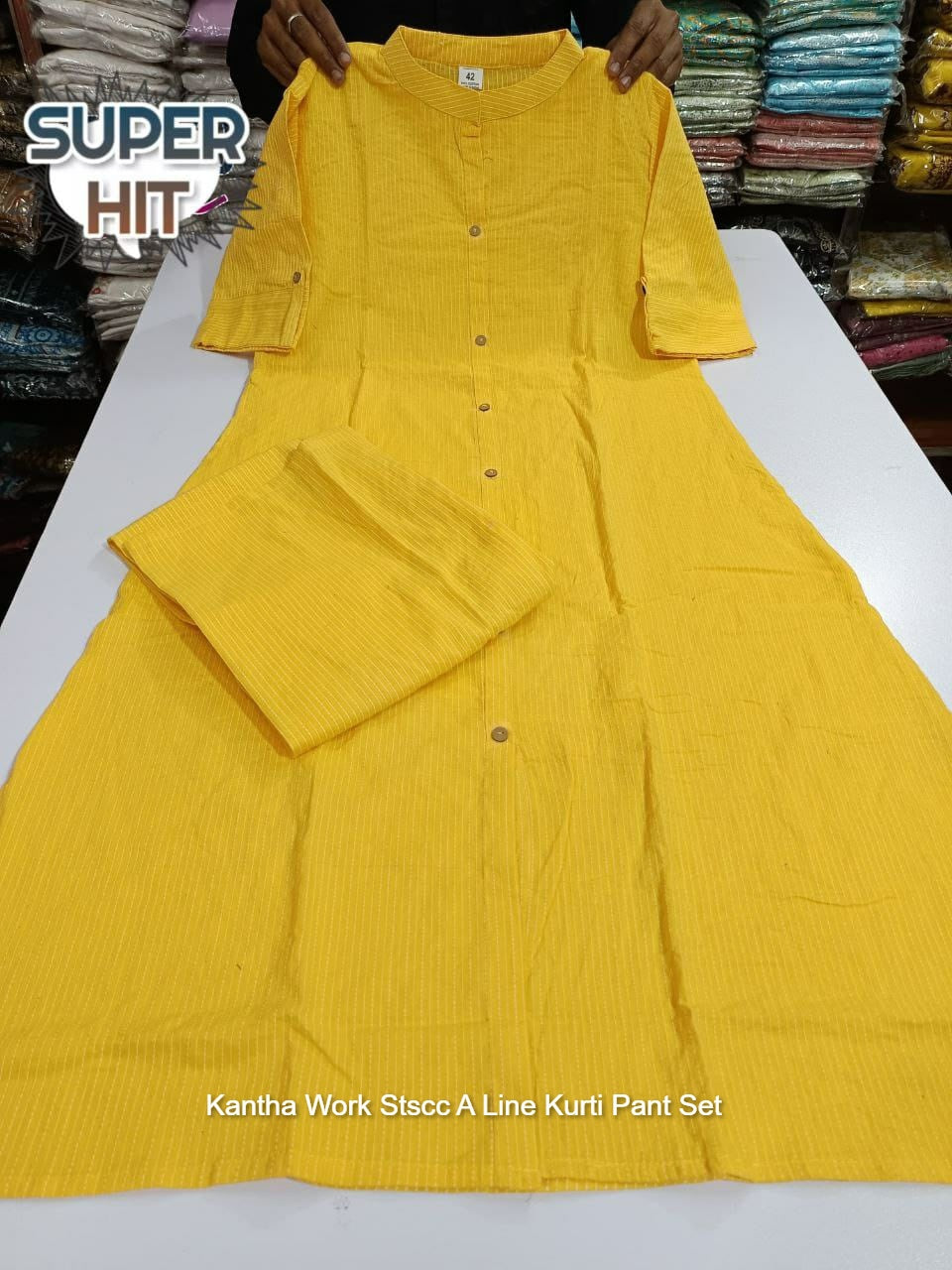 Kantha Work Stscc A Line Kurti Pant Set