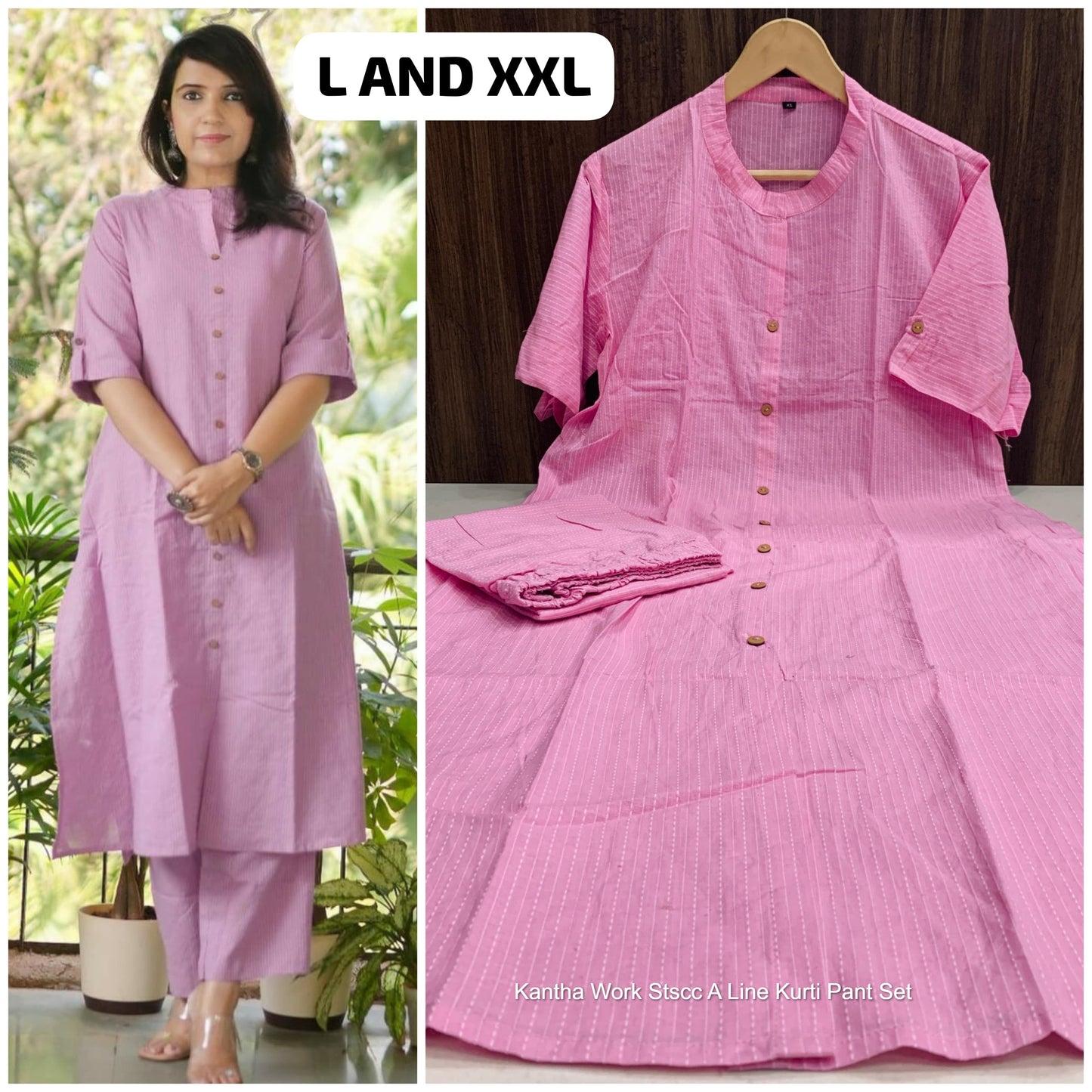 Kantha Work Stscc A Line Kurti Pant Set