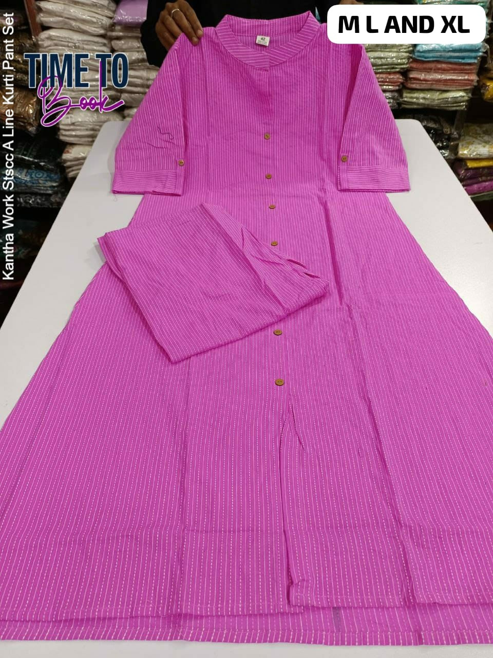 Kantha Work Stscc A Line Kurti Pant Set