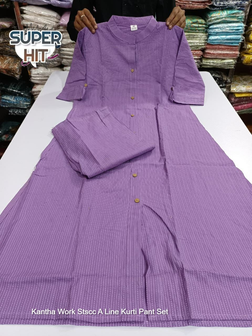 Kantha Work Stscc A Line Kurti Pant Set