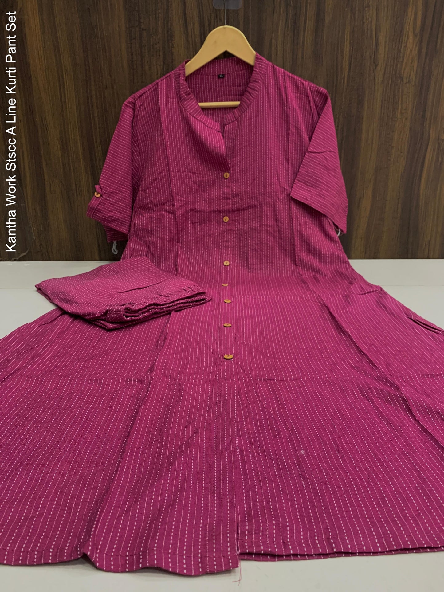 Kantha Work Stscc A Line Kurti Pant Set