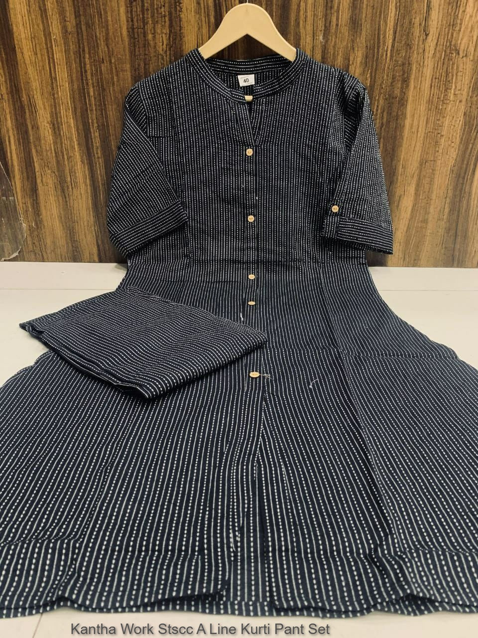 Kantha Work Stscc A Line Kurti Pant Set