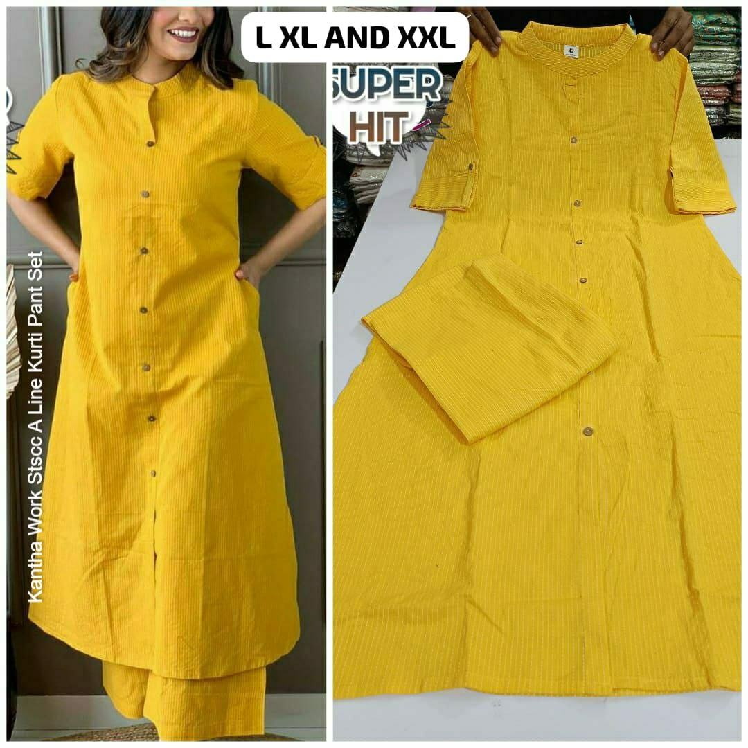 Kantha Work Stscc A Line Kurti Pant Set