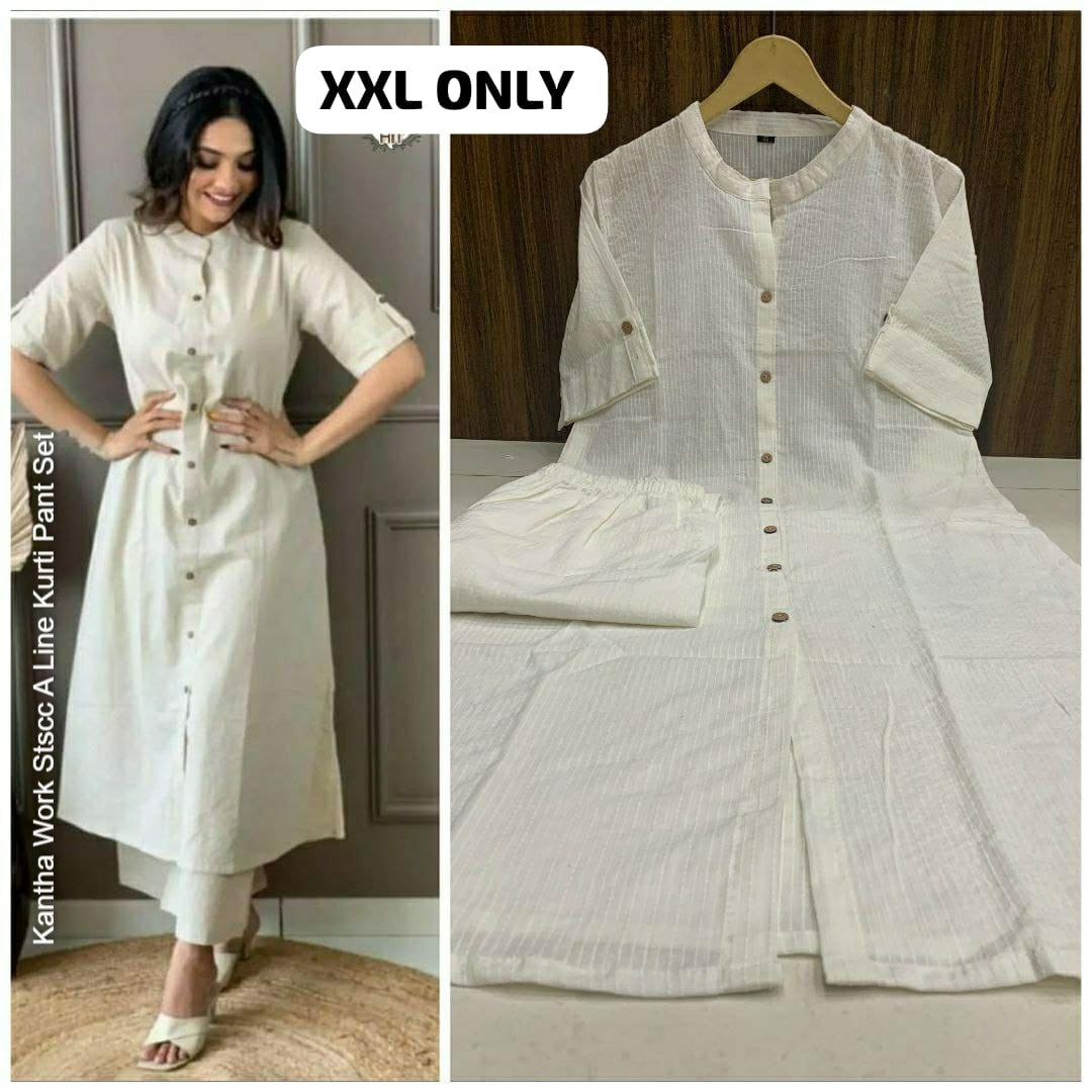 Kantha Work Stscc A Line Kurti Pant Set