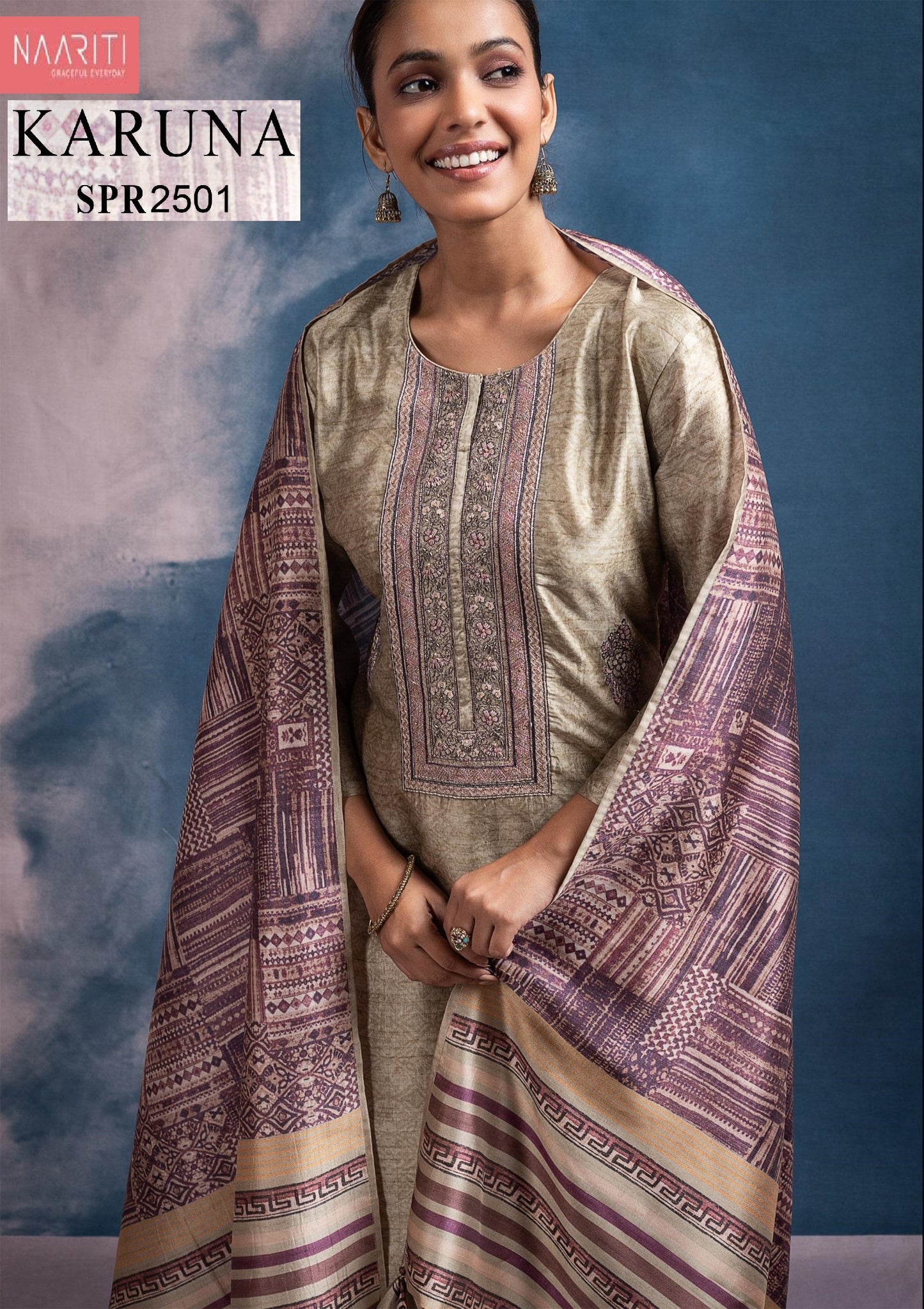 Karuna 2501 Naariti Printed Unstitched Suits