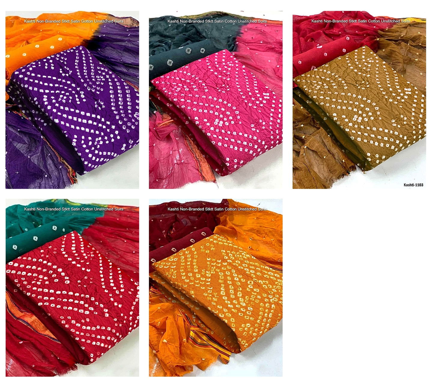 Kashti Non-Branded Stktt Satin Cotton Unstitched Suits