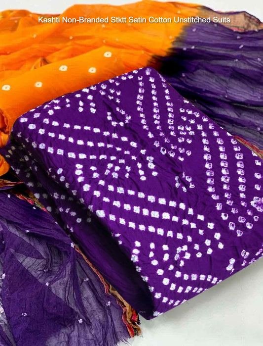 Kashti Non-Branded Stktt Satin Cotton Unstitched Suits
