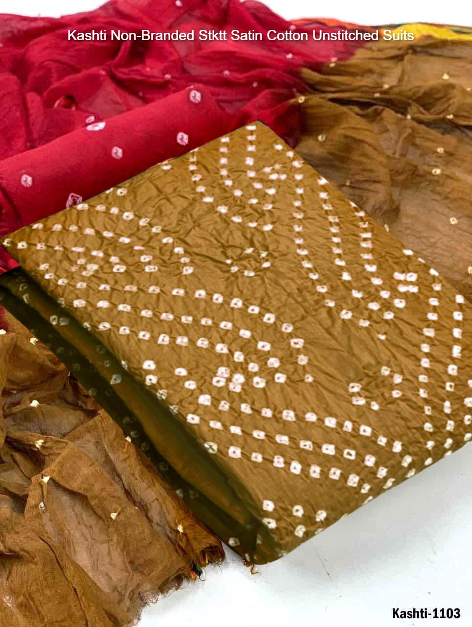 Kashti Non-Branded Stktt Satin Cotton Unstitched Suits