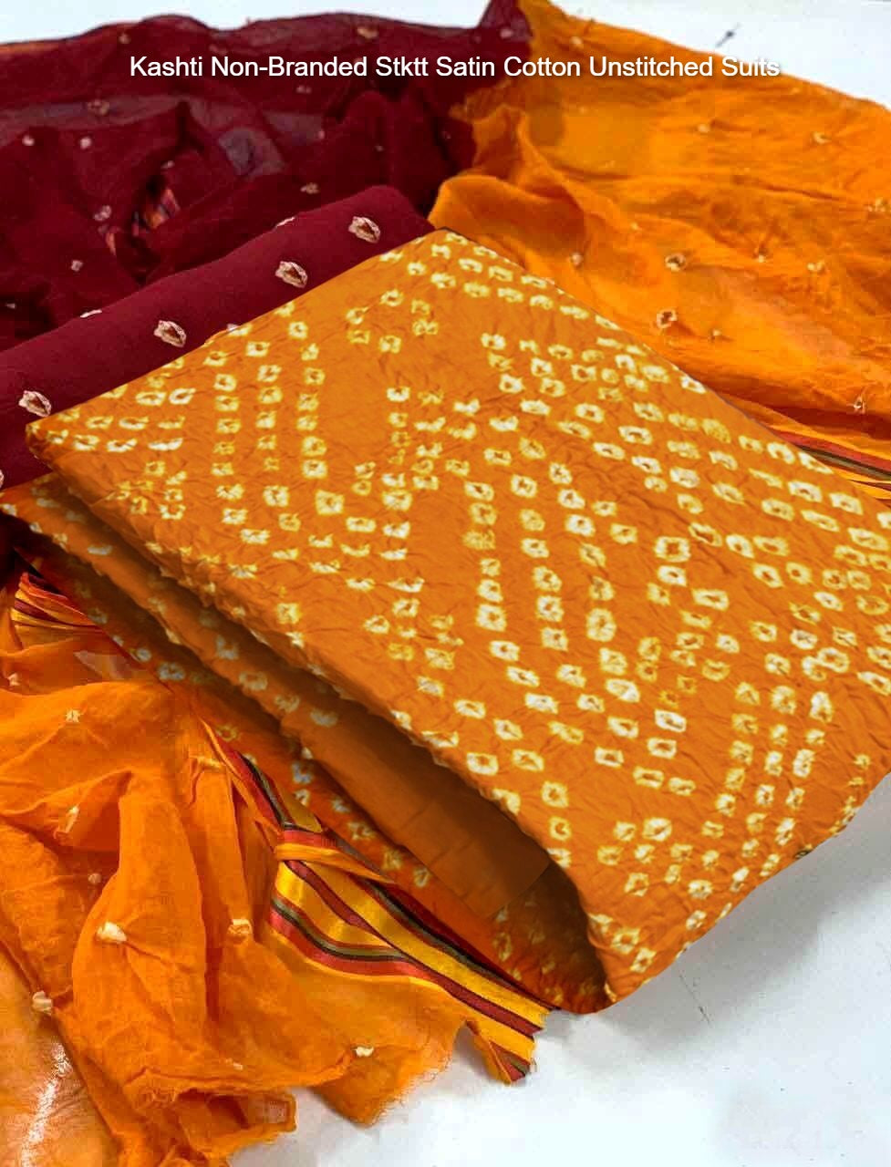 Kashti Non-Branded Stktt Satin Cotton Unstitched Suits