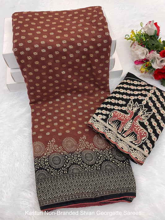 Kasturi Non-Branded Stvan Georgette Sarees