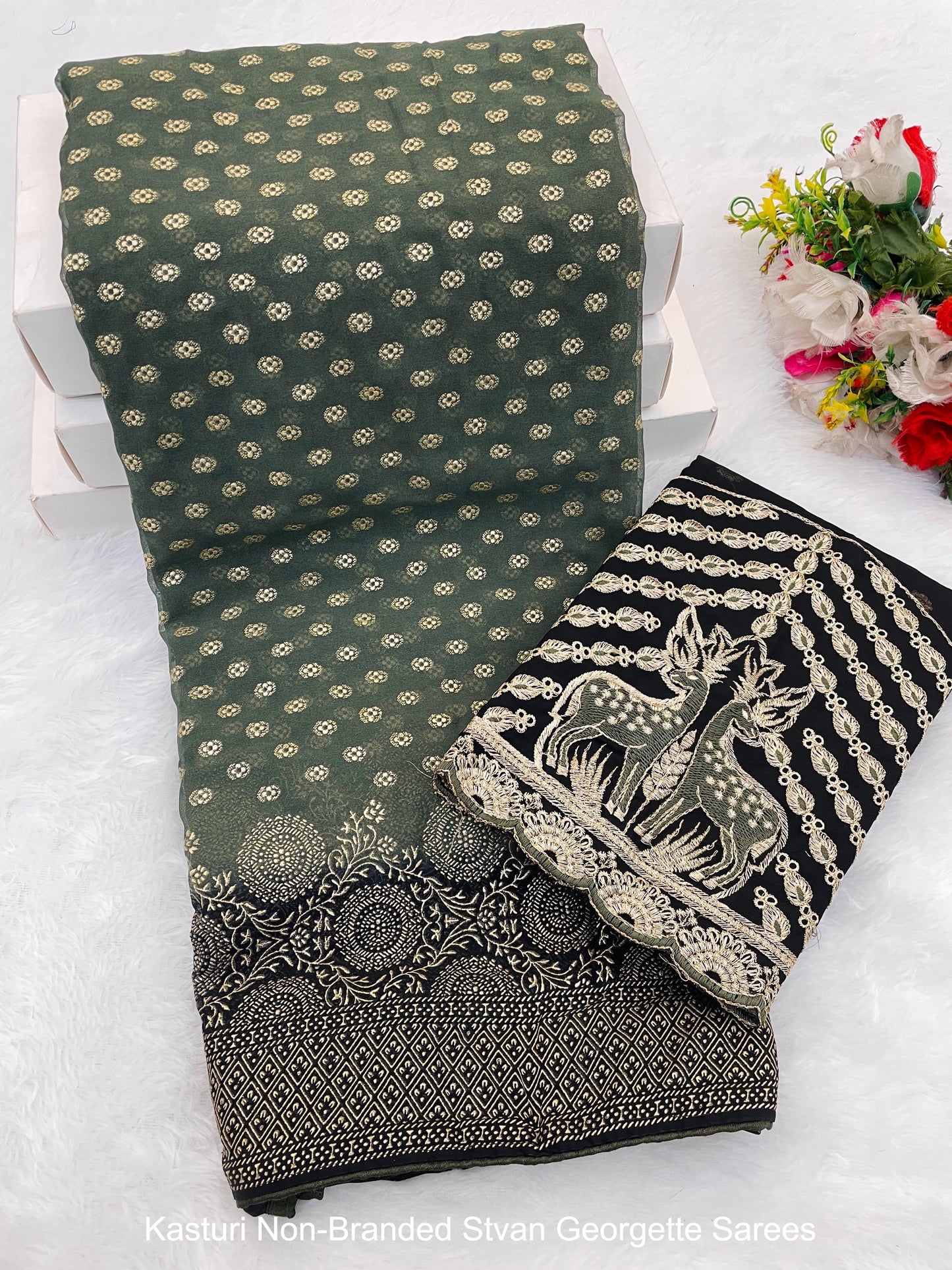 Kasturi Non-Branded Stvan Georgette Sarees