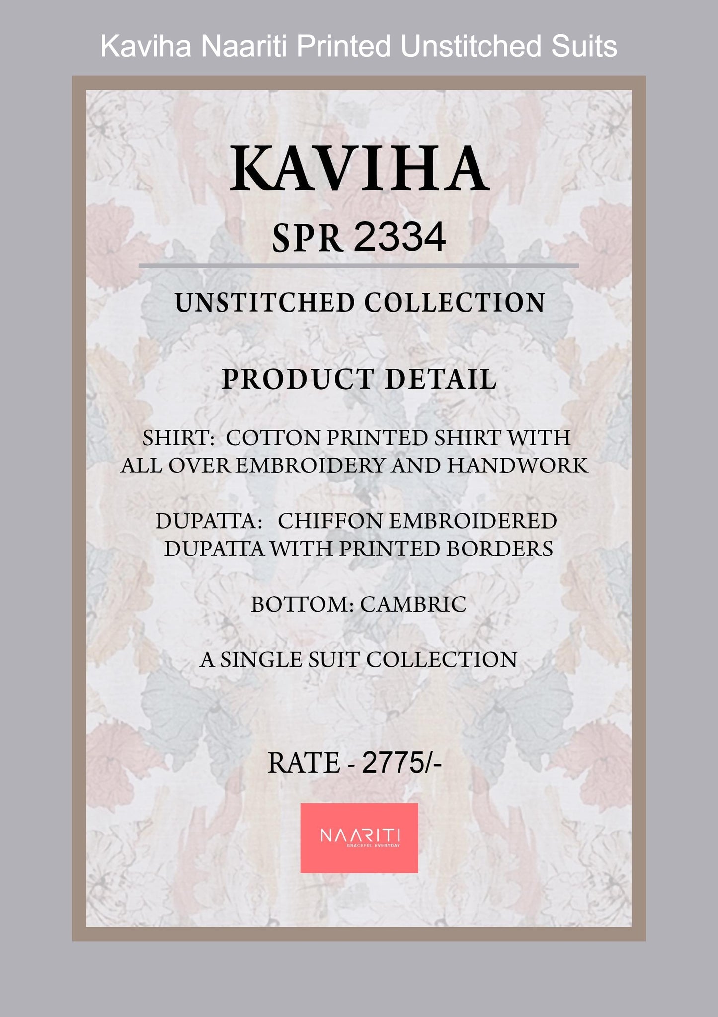 Kaviha Naariti Printed Unstitched Suits