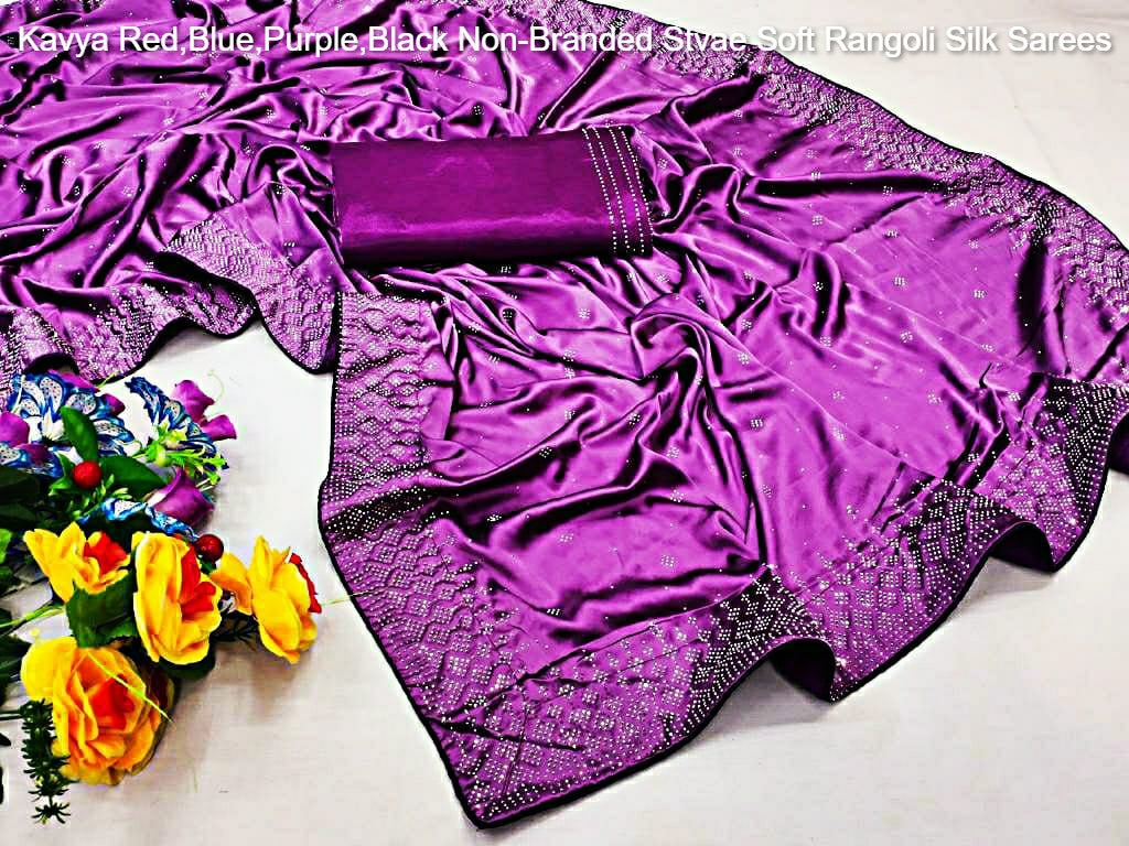 Kavya Red,Blue,Purple,Black Non-Branded Stvae Soft Rangoli Silk Sarees