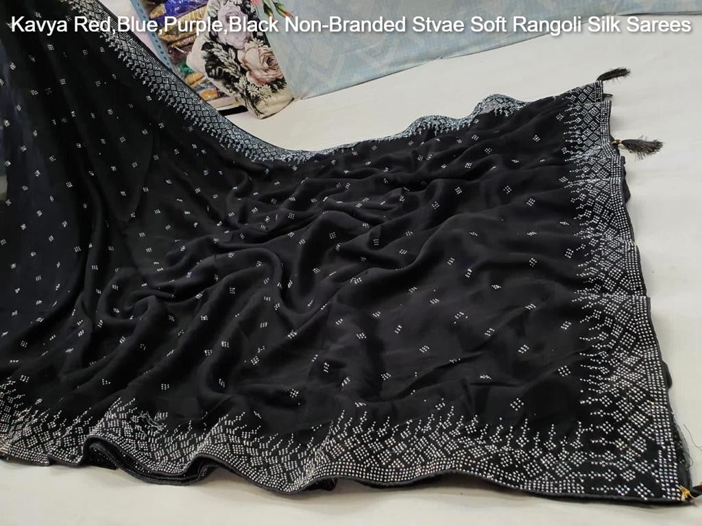 Kavya Red,Blue,Purple,Black Non-Branded Stvae Soft Rangoli Silk Sarees