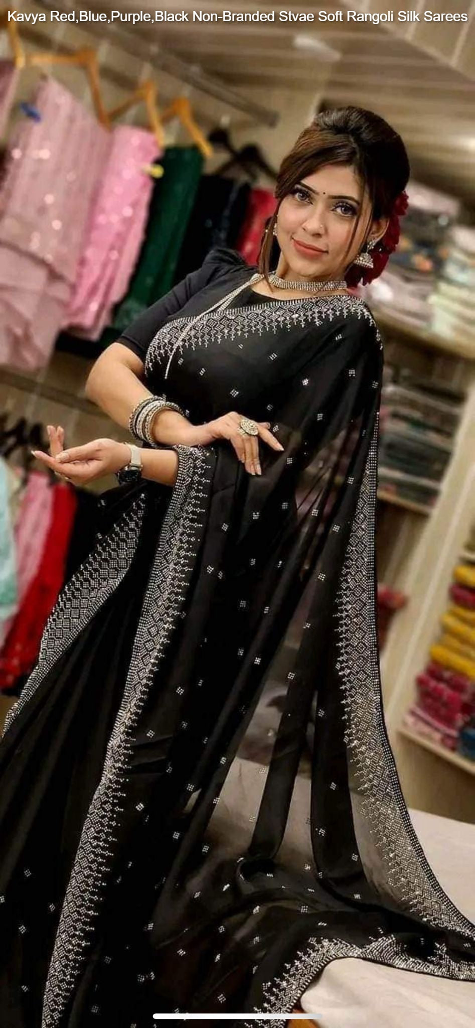 Kavya Red,Blue,Purple,Black Non-Branded Stvae Soft Rangoli Silk Sarees