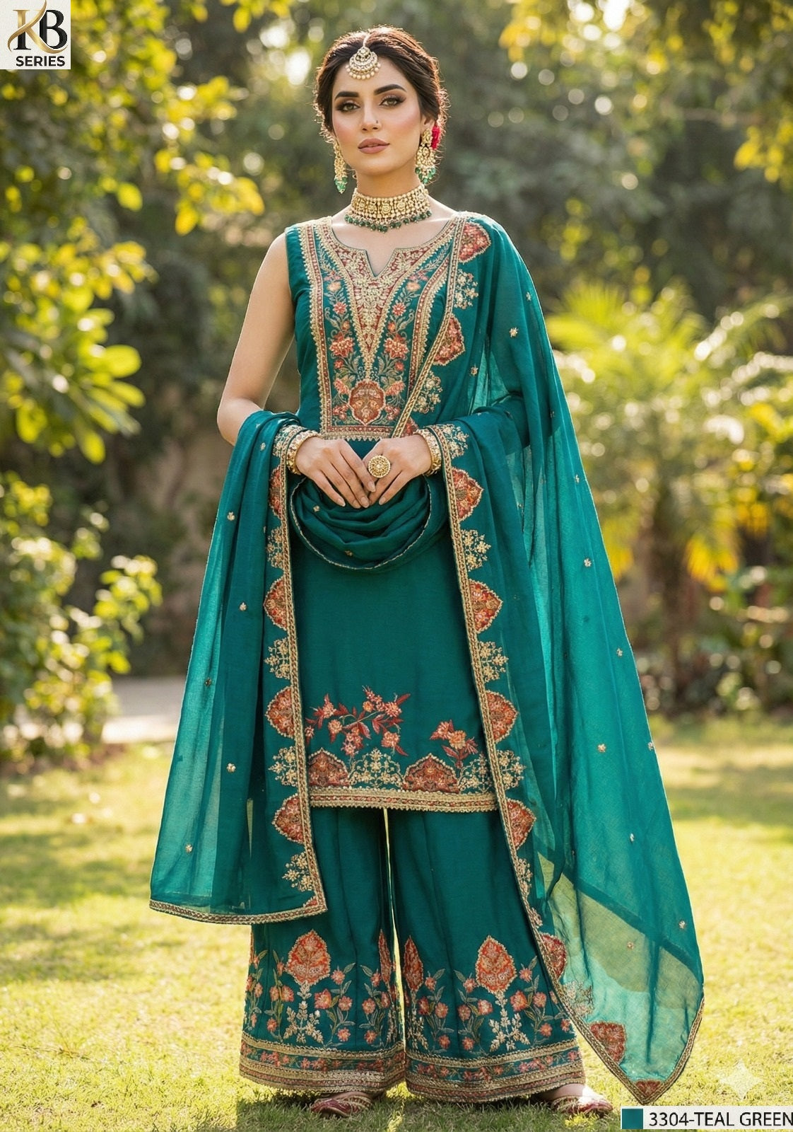 Kb- 3304 Green Kb Series Heavy Chinon Readymade Suits