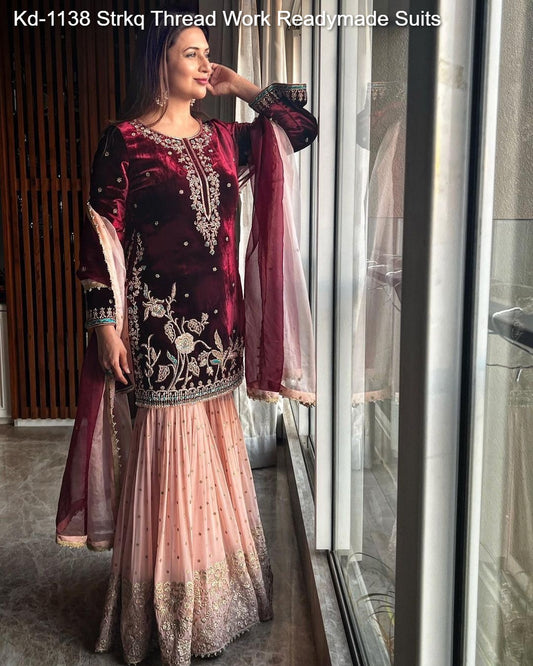 Kd-1138 Strkq Thread Work Readymade Suits