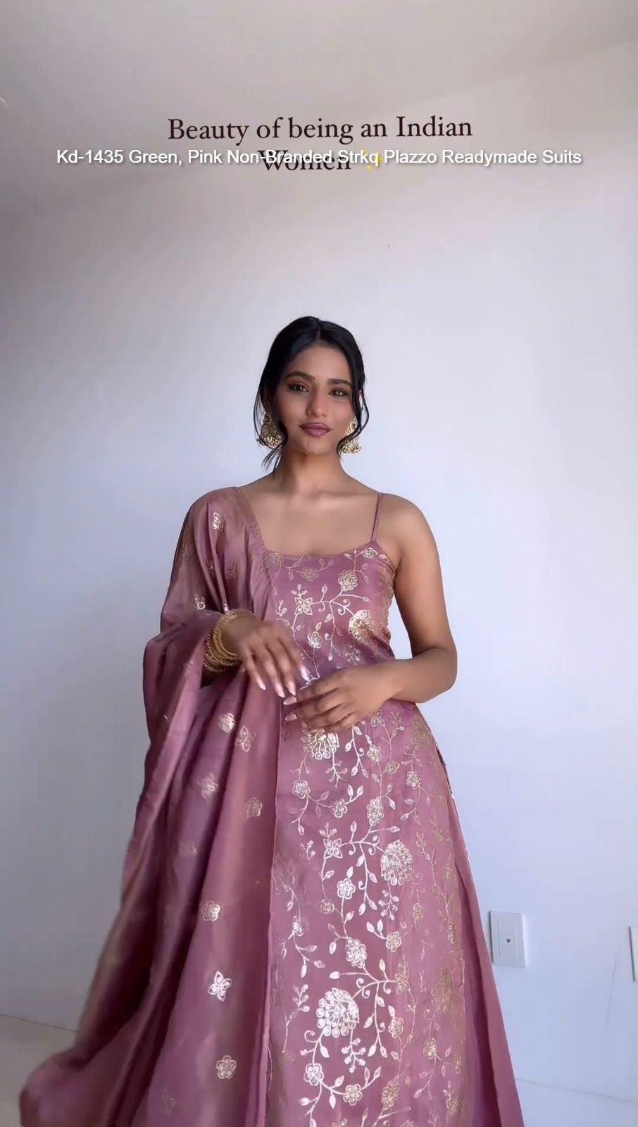 Kd-1435 Green, Pink Non-Branded Strkq Plazzo Readymade Suits